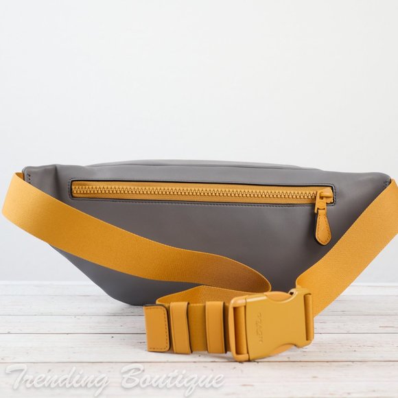 NWT Coach Smooth Leather Track Belt Bag Fanny Pack in Heather Grey Flax - Picture 6 of 10